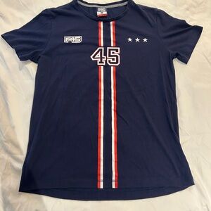 F45 Navy T-Shirt with Red and White Stripes